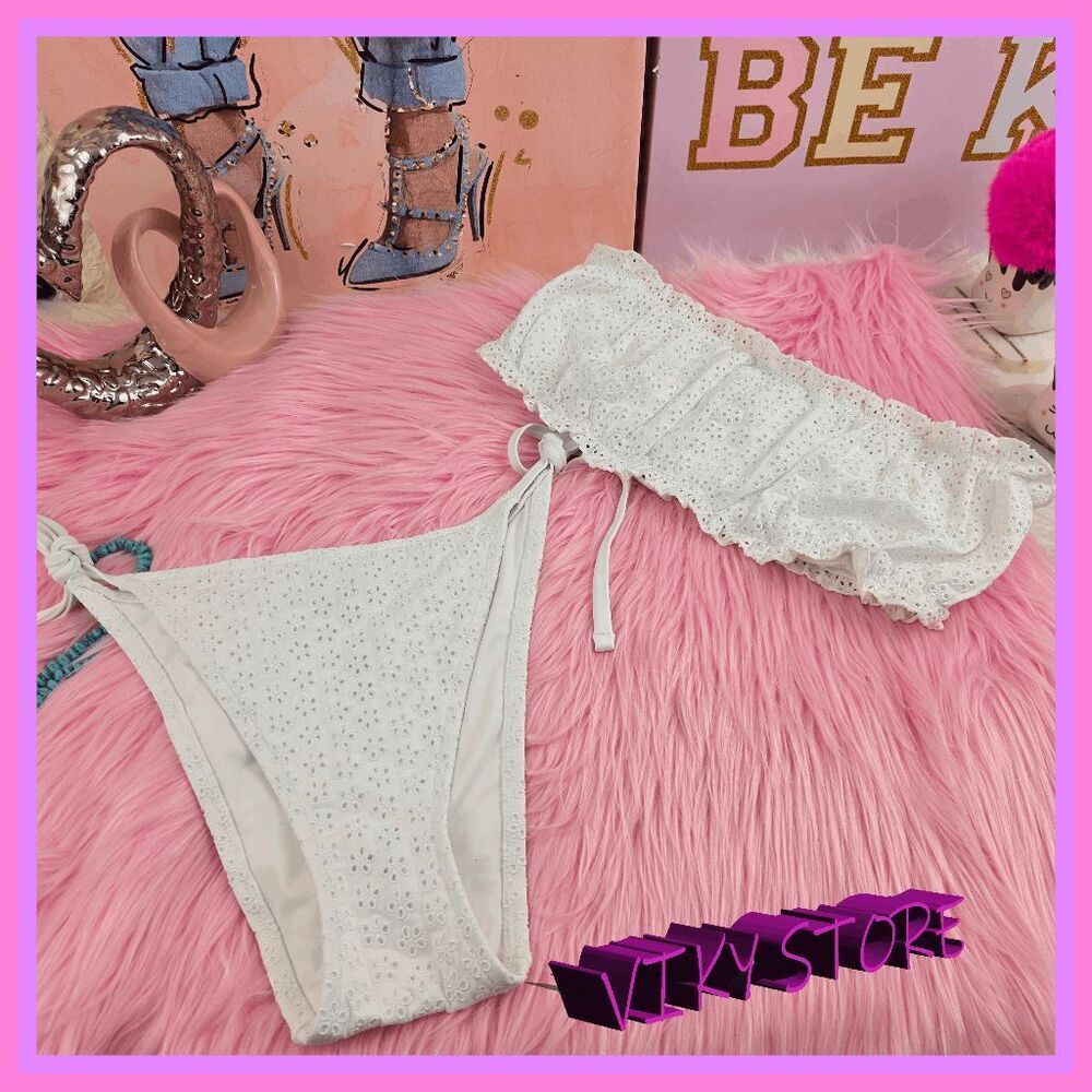 ❤️ NWT Victoria’s Secret White Swim Set Top Bottom XLarge❤️